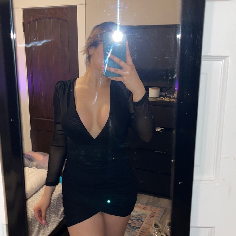 Mesh deep cut dress